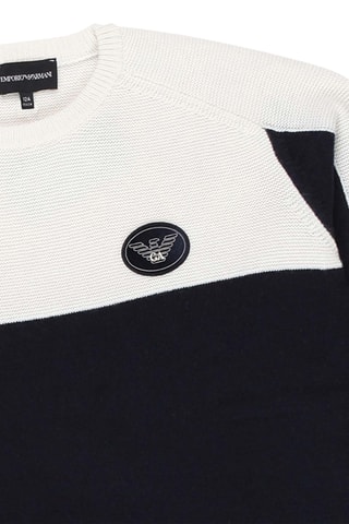 Pull en laine et cachemire - Bleu marine - Emporio Armani