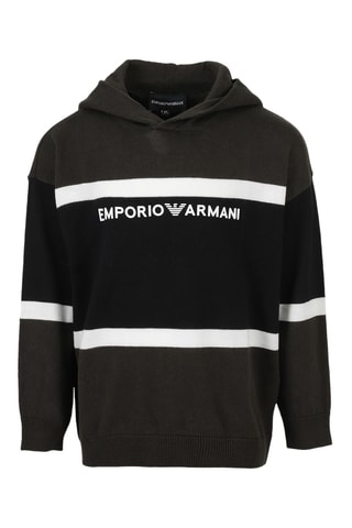 Pull à capuche en laine - Kaki - Emporio Armani