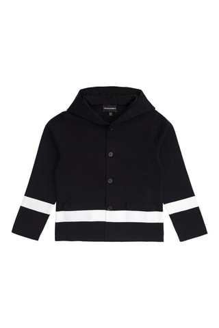 Gilet à capuche en laine vierge - Bleu marine - Emporio Armani