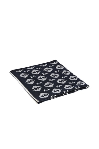 Couverture en laine, soie et cachemire - Bleu marine - Emporio Armani