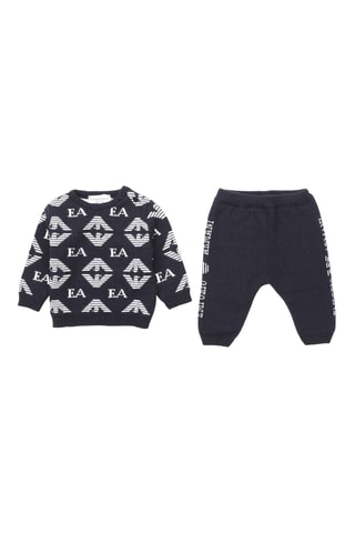 Pull et pantalon en laine, soie et cachemire - Bleu marine - Emporio Armani
