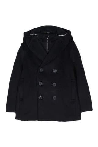 Manteau en laine vierge - Bleu marine - Emporio Armani