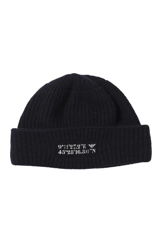 Bonnet en laine - Bleu marine - Emporio Armani