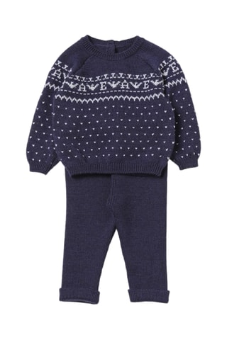 Pull en laine vierge - Bleu marine - Emporio Armani