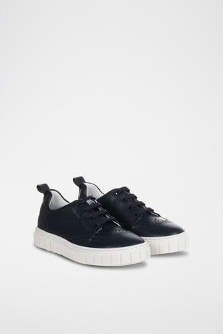 Baskets en cuir de veau - Bleu marine - Emporio Armani