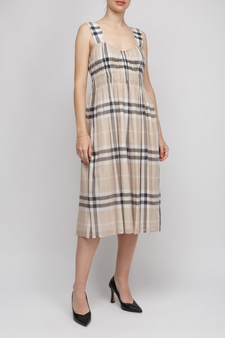 Robe midi sans manches Delilah Chk - Beige