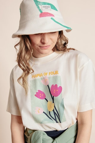 T-shirt oversize em algodão biológico - Bege