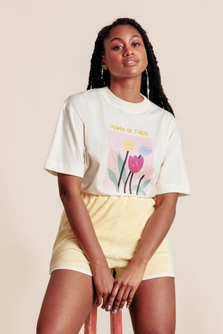 T-shirt oversize em algodão biológico - Bege