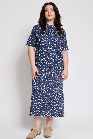 Vestido direito em algodão biológico - Creme