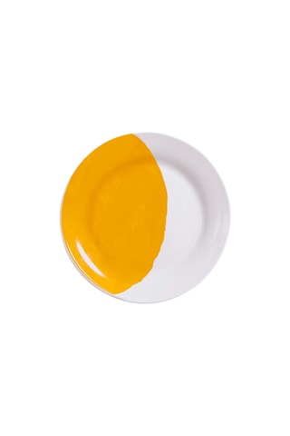 3 pratos de porcelana - 19 cm - Amarelo