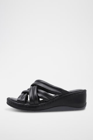 Mules compensées en cuir - Noir