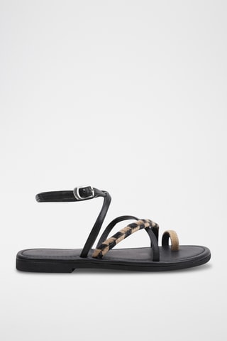 Spartiates en cuir - Noir