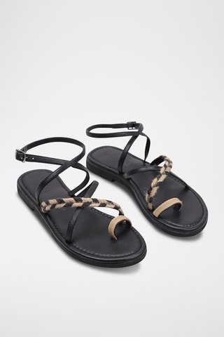 Spartiates en cuir - Noir