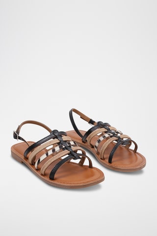 Spartiates en cuir - Noir