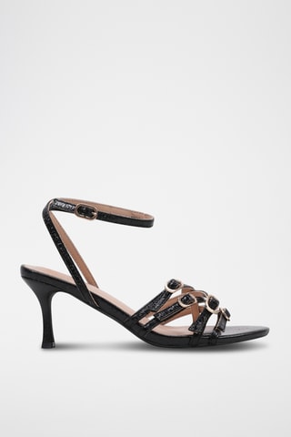 Sandales à talons vernies - Noir