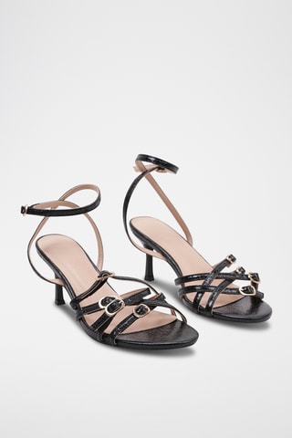 Sandales à talons vernies - Noir