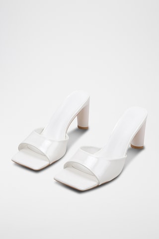 Mules à talons vernies - Blanc