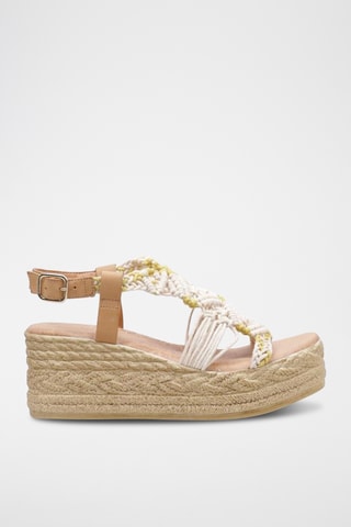Sandales compensées en cuir - Blanc