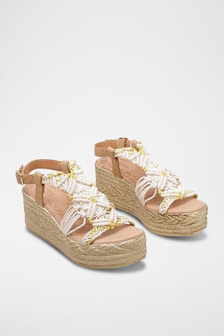 Sandales compensées en cuir - Blanc