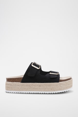Mules plateformes en cuir - Noir