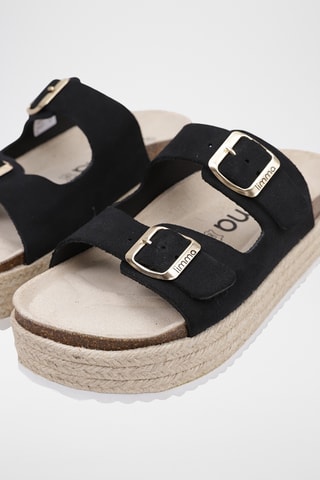 Mules plateformes en cuir - Noir