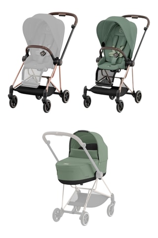	Duo Buggy Mios - Roségoudkleurig en Groen - Vanaf de geboorte t/m 4 jaar - T/m 22 kg