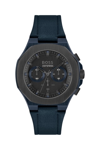 Leren Quartz Horloge - Chronograaf - Blauw