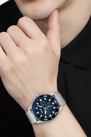 Orologio al quarzo in acciaio - Argentato e navy