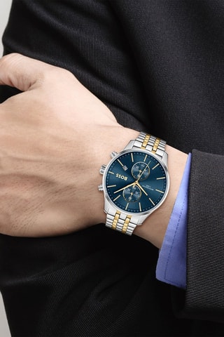 Orologio al quarzo in acciaio - Cronografo - Argentato e dorato