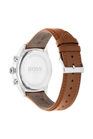 Orologio al quarzo in pelle - Cronografo - Marrone e argentato