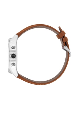 Orologio al quarzo in pelle - Cronografo - Marrone e argentato