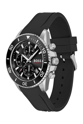 Orologio al quarzo in silicone - Cronografo - Nero e argentato