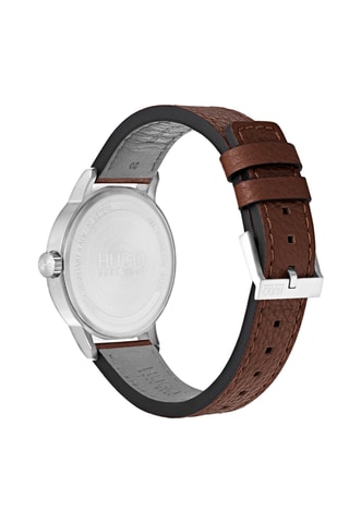 Orologio al quarzo in pelle - Marrone e argentato