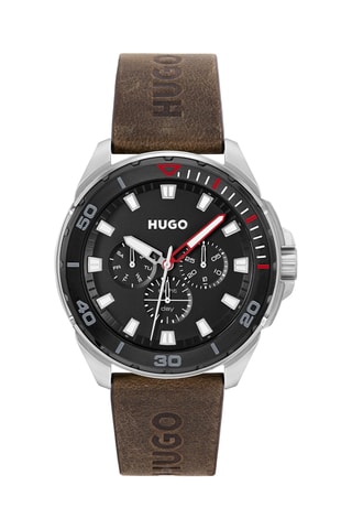Orologio al quarzo in pelle - Marrone e argentato