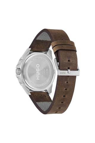 Orologio al quarzo in pelle - Marrone e argentato