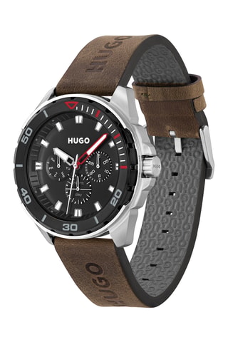 Orologio al quarzo in pelle - Marrone e argentato