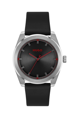 Orologio al quarzo in pelle - Nero e argentato