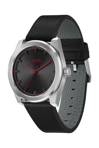 Orologio al quarzo in pelle - Nero e argentato