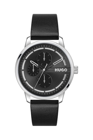 Orologio al quarzo in pelle - Nero e argentato