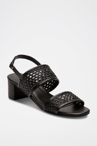 Sandali con tacco in pelle di capra Ruth - Nero