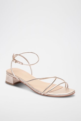 Sandali con tacco in pelle nappa Janelle - Dorato