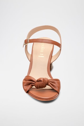 Sandali con tacco in pelle di montone nappa Romy - Marrone