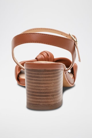 Sandali con tacco in pelle di montone nappa Romy - Marrone