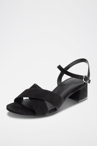 Sandali con tacco in pelle scamosciata Fanny - Nero