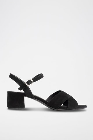 Sandali con tacco in pelle scamosciata Fanny - Nero