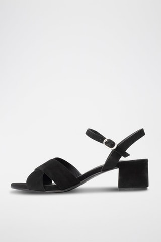 Sandali con tacco in pelle scamosciata Fanny - Nero