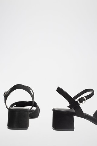 Sandali con tacco in pelle scamosciata Fanny - Nero