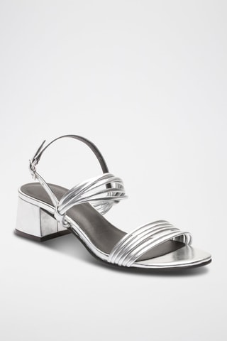 Sandali con tacco in pelle Delia - Argentato
