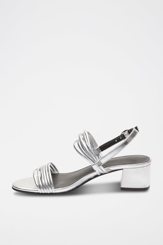 Sandali con tacco in pelle Delia - Argentato