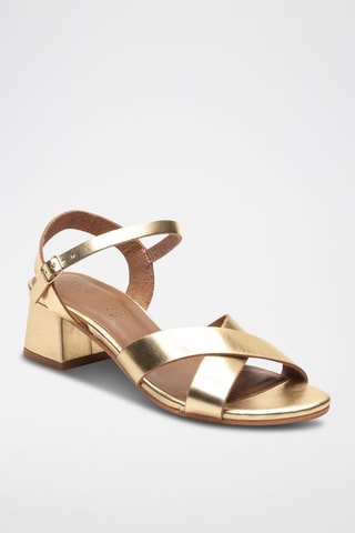 Sandalias de piel caprina de tacón Evy - Dorado